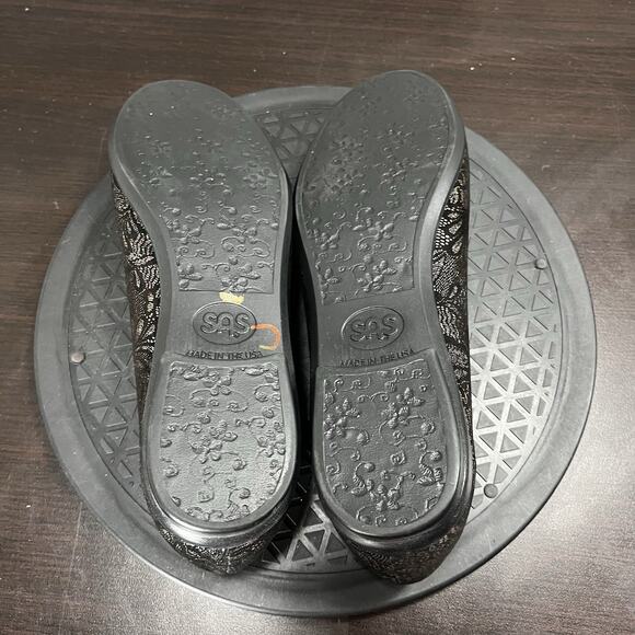 SAS Womens Size 9M Scenic Floral Ballet Flats Black Suede Comfort Shoes - Picture 9 of 10